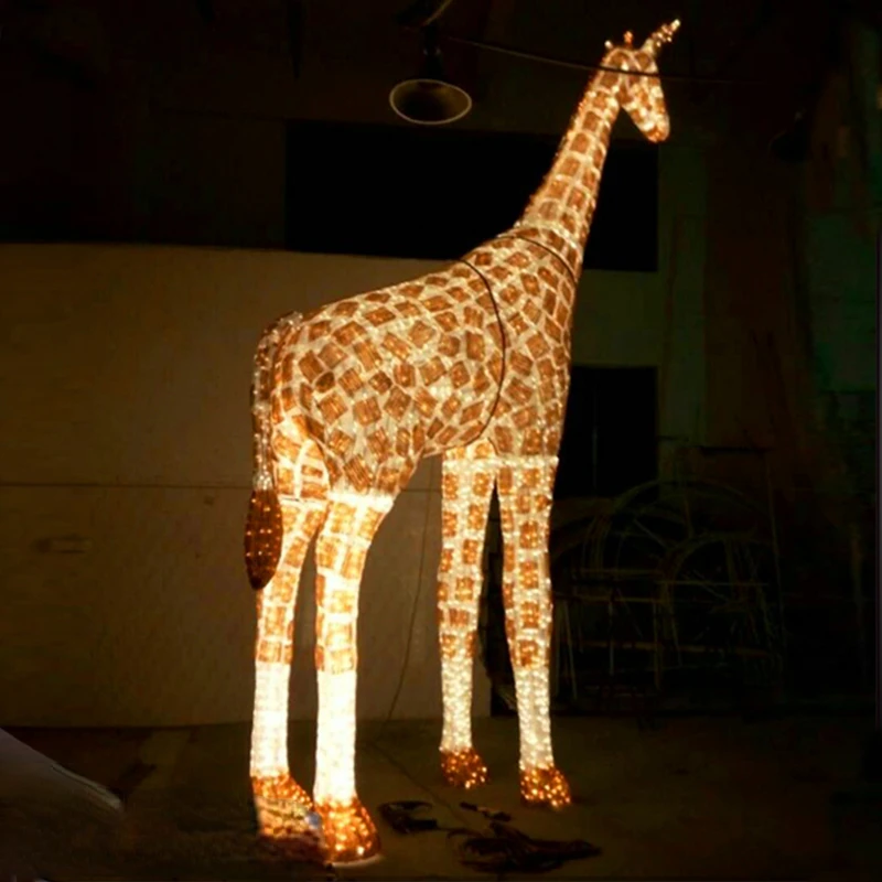 Made In China Outdoor Christmas Garden Park Decorated With Life-size Animal Led Acrylic Giraffe