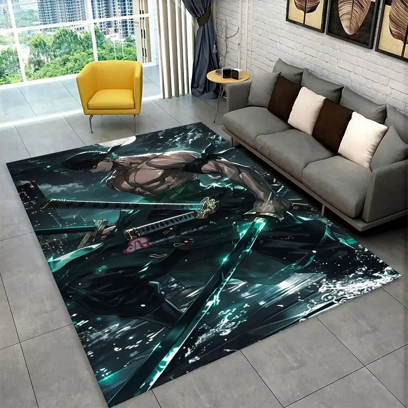 Classic Anime One P-Piece Cartoon Zoro Non-Slip Area Rug for Living Room,Bedroom,Playroom,Soft Carpet Floor Mat Home Decor Rug