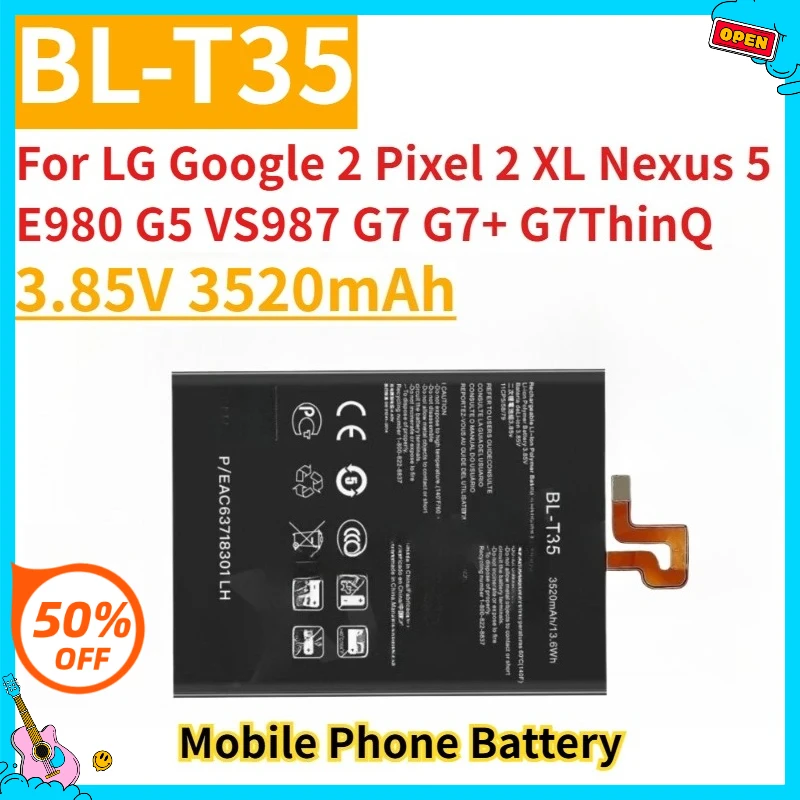 

New Replacemen Mobile Phone Battery 3.85V 3520mAh BL-T35 for LG Google 2 Pixel 2 XL Nexus 5 E980 G5 VS987 G7 G7+ G7ThinQ