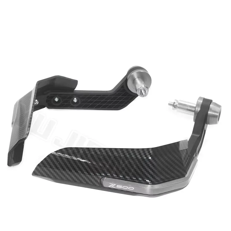 ل Z500 ألياف الكربون دراجة نارية حامي الزجاج الأمامي، اكسسوارات الدراجات النارية، حامي مقبض الفرامل، شعار رائع