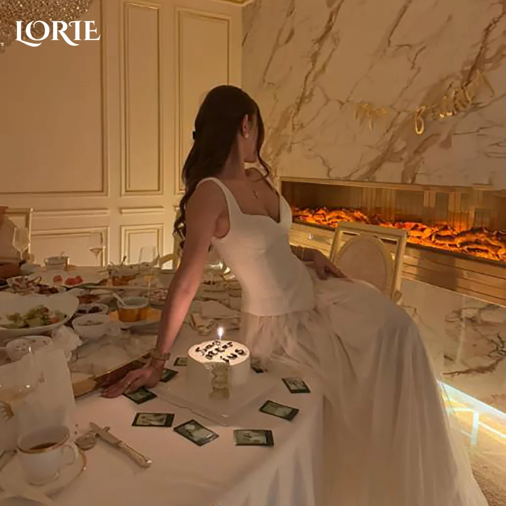 

LORIE Muslim Wedding Dress Shiny Off Shoulder Satin Bridal Gown Customized A-Line 2026 Floor Lenth Bride Dress Saudi Dress Dubai