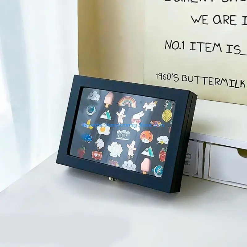 

E56A Delicate Jewelry Pin Storage Case Plush Lined Large Display Frame for Collectors