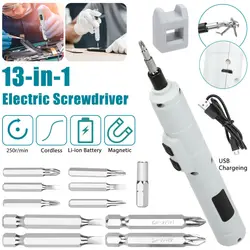 13 In 1 Electric Screwdriver Drill Kit Mini Multifunction Cordless Rechargeable Power Tool With Drill