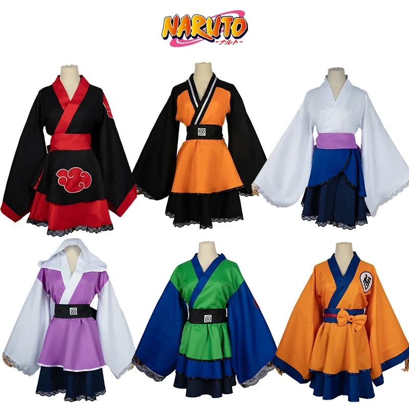 

Anime Naruto Japanese Kimono Akatsuki Cosplay Costumes for Women Hyuga Hinata Sasuke Feminine Dress Girls Comic-Con Costumes Set
