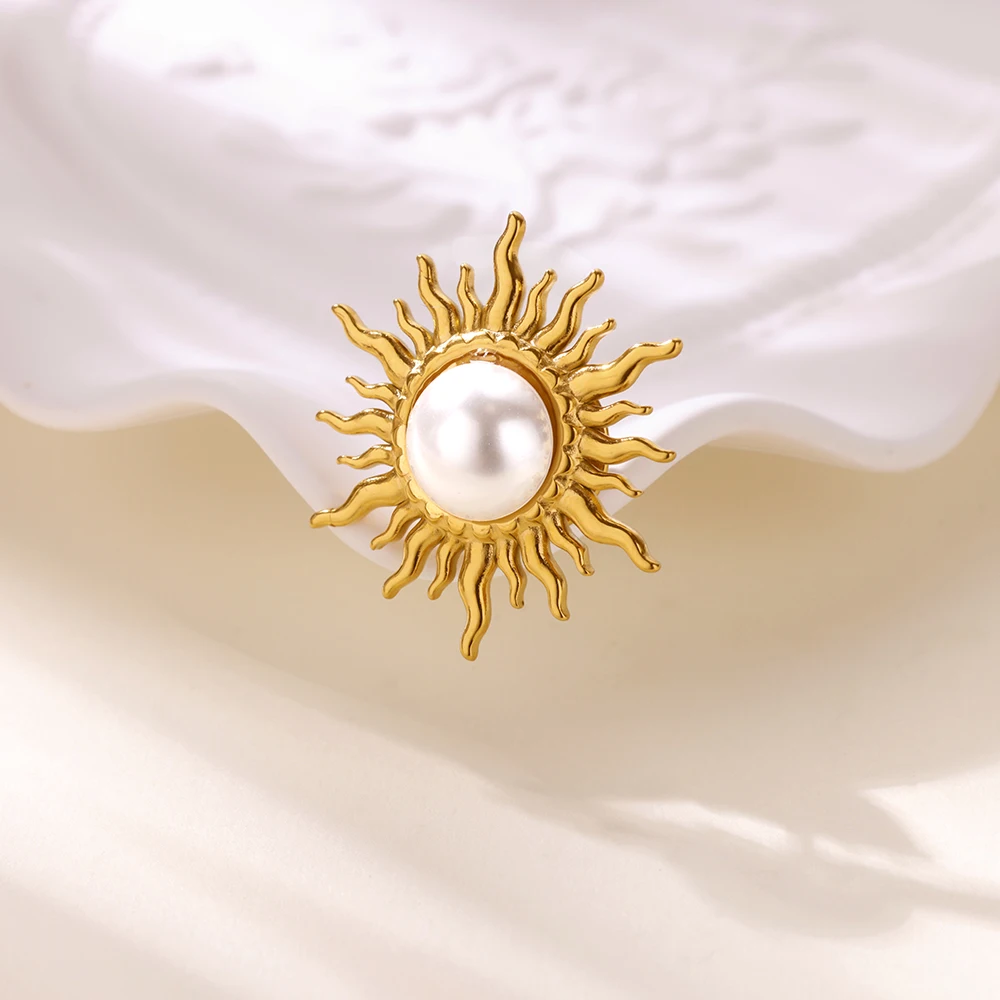 

Sparkling Sun Flower Shiny Brooches for Women Lady Luxury Imitation Pearl Rhinestone Brooch Pins Jewelry Dress Suit Accessories