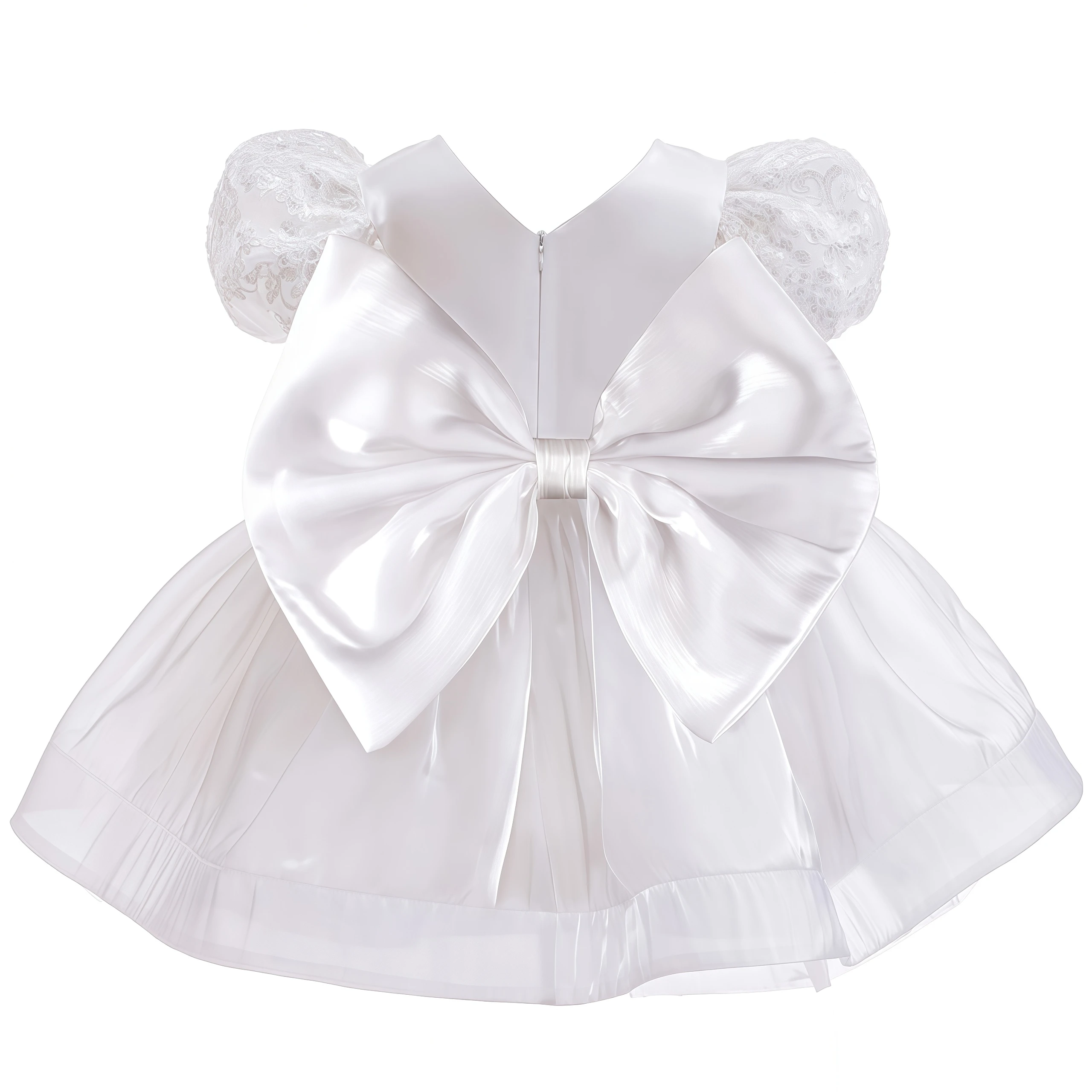 Baby Girls Flower White Dress Summer Tutu Tulle Princess Wedding 1 Years Birthday Party Dresses For Infant Newborns Baptism Gown