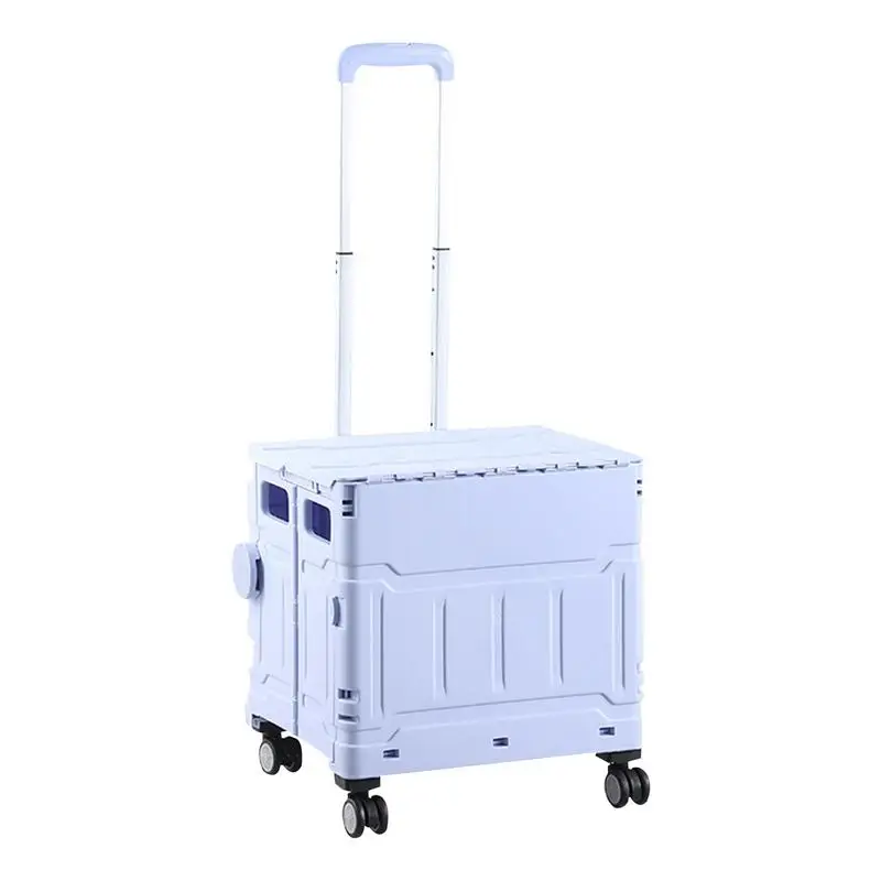 

Purple Foldable Utility Cart Folding Portable Rolling Crate Handcart Shopping Trolley Folding Rolling Cart with 4 Wheels