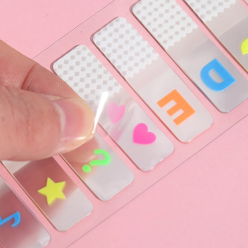 Wholesale 40packs Numbers Transparent Sticky Note Letters Self-Adhesive Index Tabs Bookmarks Stationery School Office Supplies