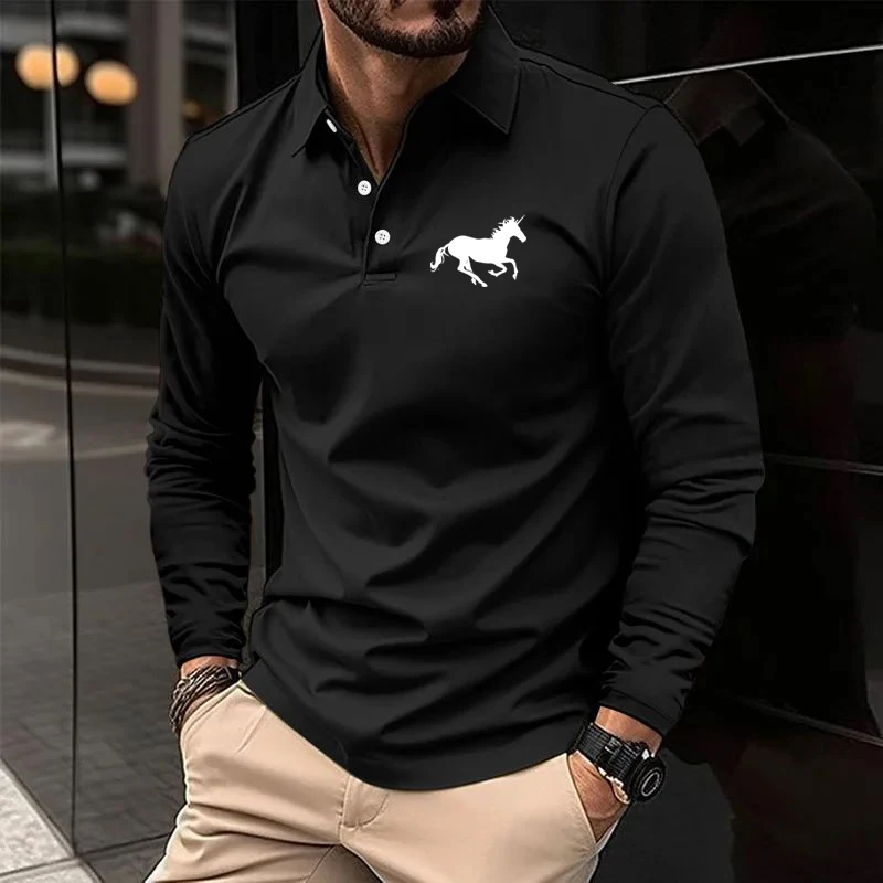 Men Horizontal Stripe Polo Shirt, Contrast Collar, Soft Knit Fabric, Daily Outdoor Casual Long/Short Sleeve Tops