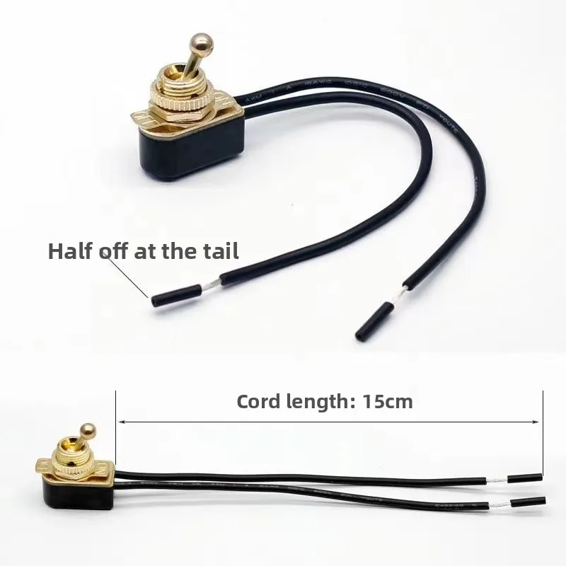 Image 4: 5pcs interrupteur à bascule plaqué or 3A250V trou de 12mm ON OFF 2 positions 2 fils avec câble