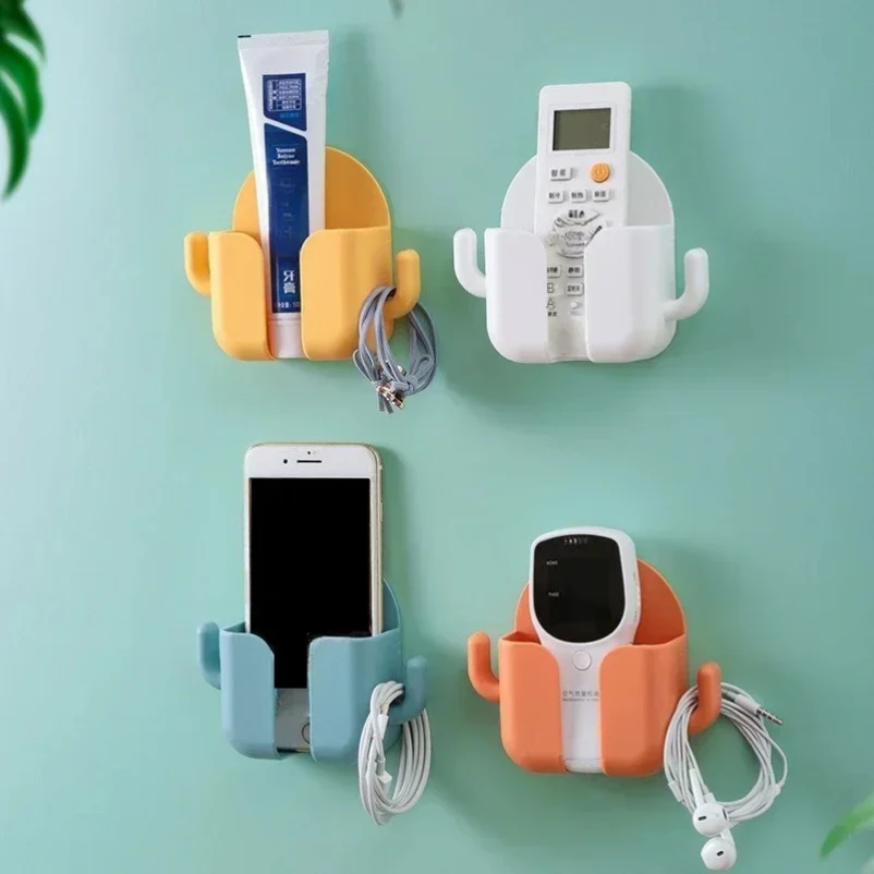 

Wall Mount Phone Holder Storage Box Remote Control Mobile Phone Charging Plug Wall Holder Shower Bed Bedroom Multifunction Stand