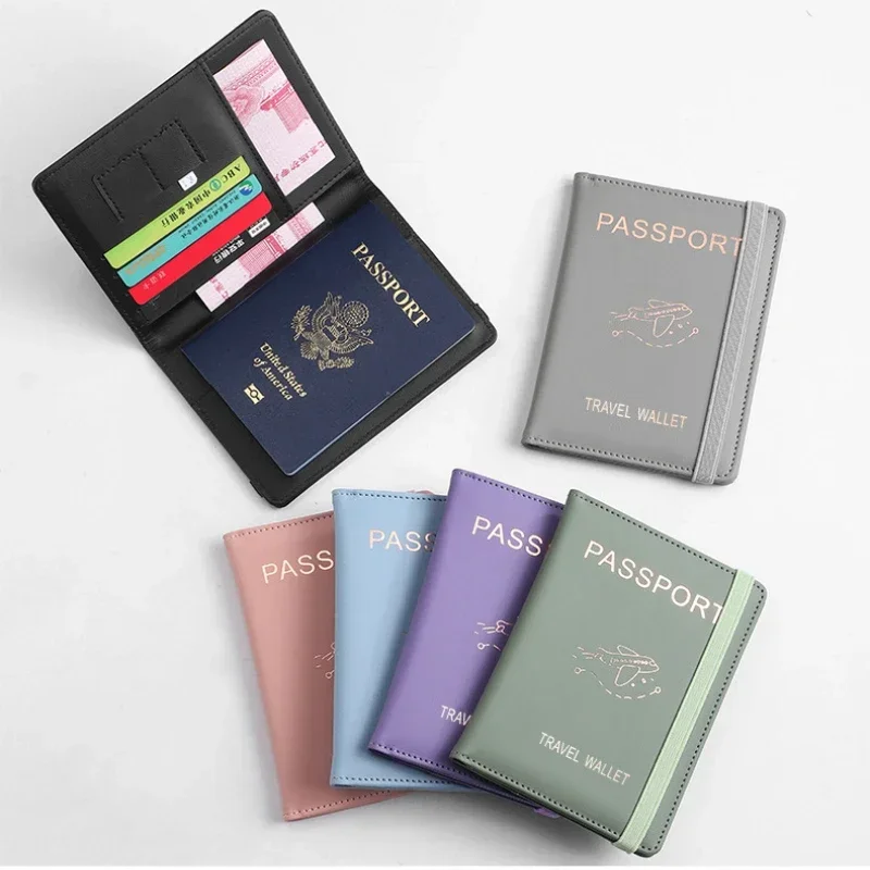 Women Men RFID Vintage Business Passport Covers Holder Multi-Function ID Bank Card PU Leather Wallet Case Travel Accessories