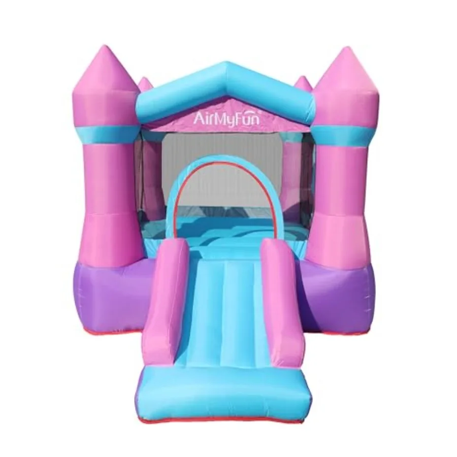 

Pink Iatable Toddler Bounce House with Blower, Indoor/Outdoor Jumping Castle for 3-8, Iatable Bouncy House with Slide