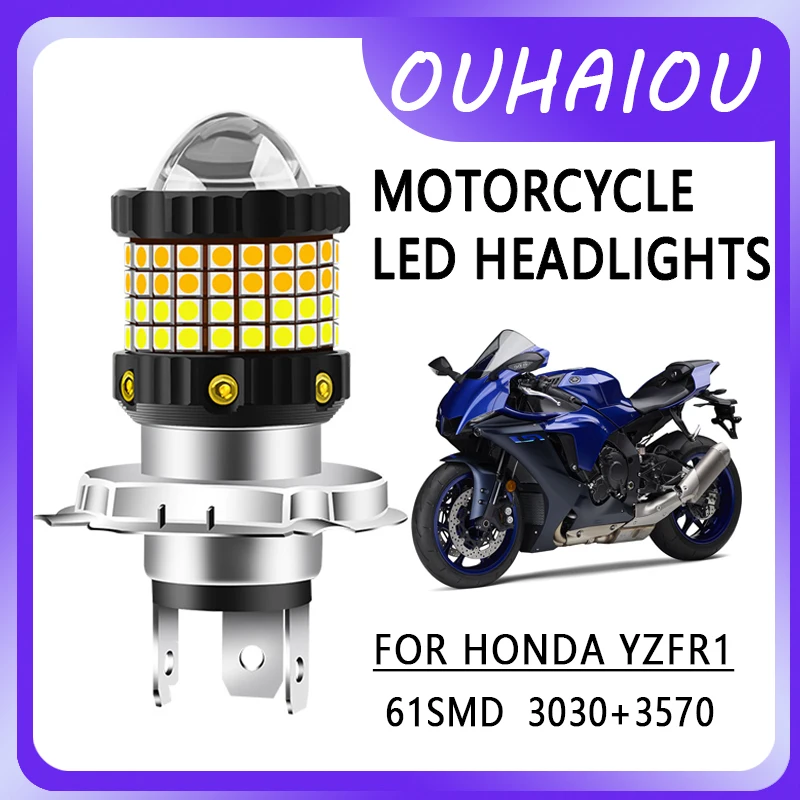 

FOR HONDA YZFR1 Motorcycle led headlight headlight H4 yellow white dual color motorcycle headlight 12-80v