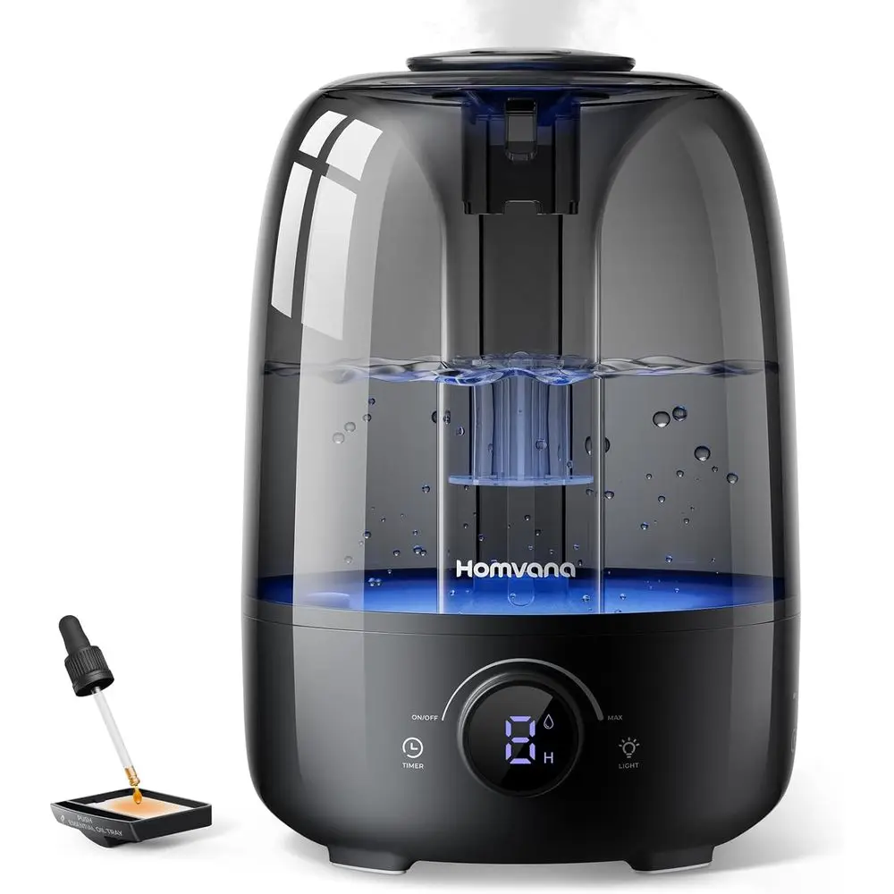 

Top 4L Cool Mist Humidifier for Large Rooms, 40H Runtime, Ideal for Home, Plants, Baby Nursery, Essential Oil Diffusers (Black)
