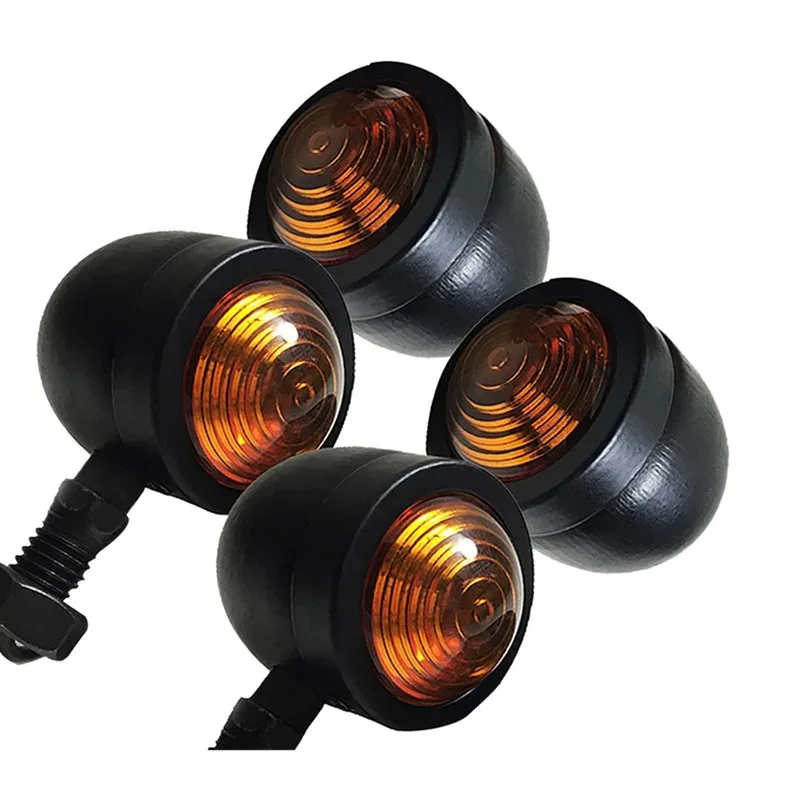 4Pcs Black Motorcycle Turn Signal Indicator Lamp Light Moto Blinker Light for Honda Fatboy Chopper Bobber Suzuki AMEXIAOXU
