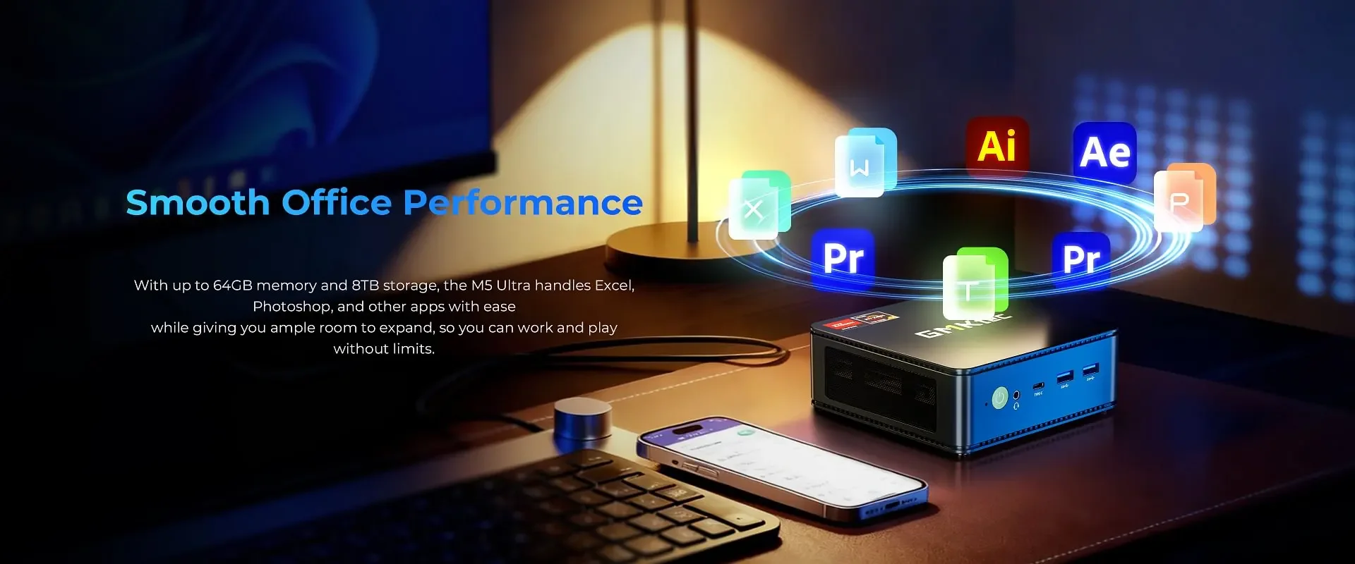 GMKtec M5S Mini PC AMD Ryzen 3 5400U 2*DDR4 2*M.2 SSD WIFI5 BT5.0 2*2.5G Lan Windows 11 Pro Desktop Office Mini PC Computer