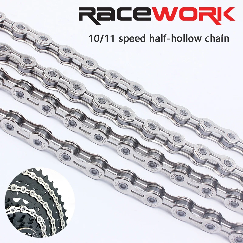 RACEWORK E-Bike Chain 8/9/10/11 Speed 116 Links 12Speed 126 Links Hollow High Strength Anti Rust E-Bike Chains With Magic Buckle