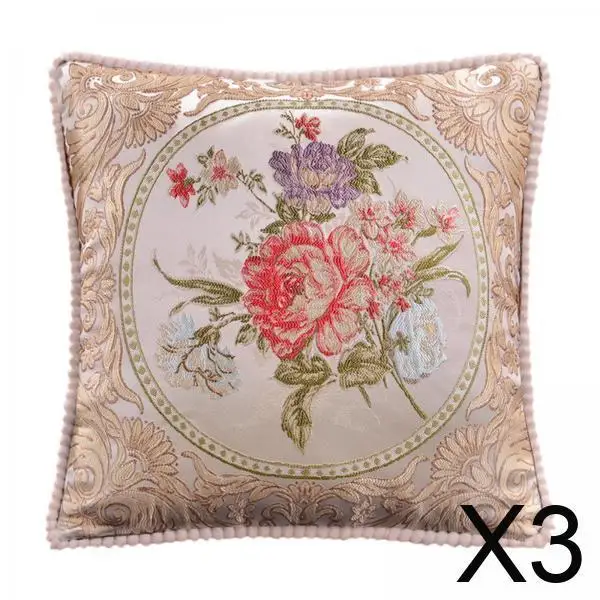 Capa de almofada bordada 18x18 floral jacquard almofada decorativa vintage para sofá sala de estar quarto