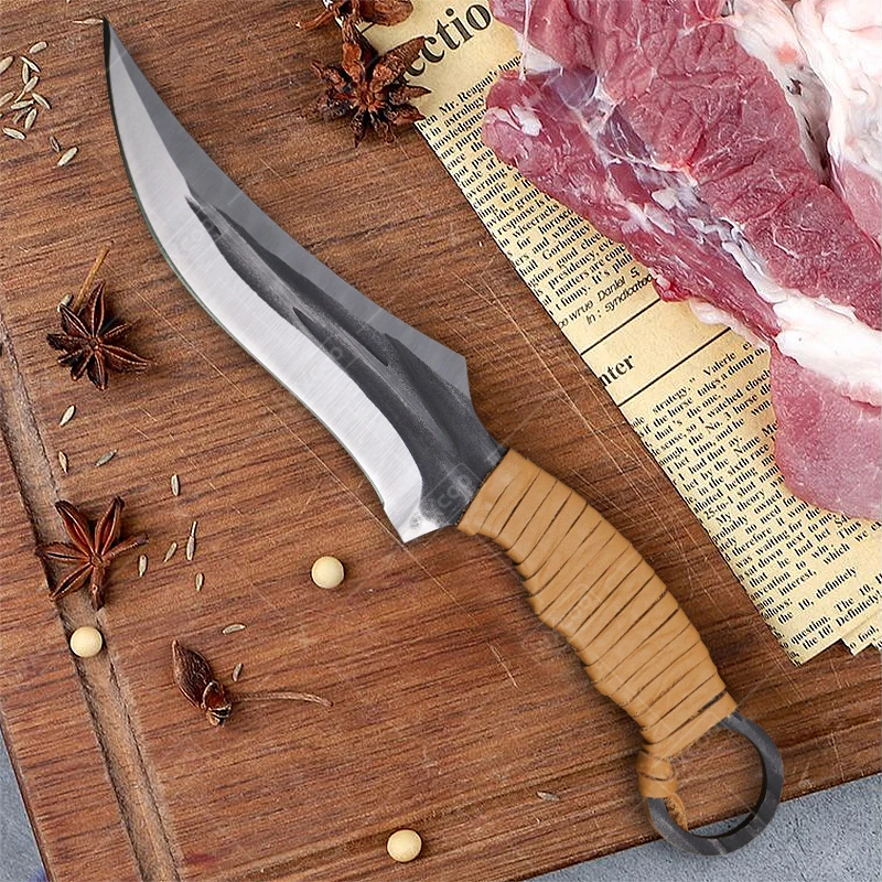 2PCS Set Butcher Boning Knife Stainless Steel Handle Utility Knife Chef Slicing Meat Fish Fruit Sharp Cleaver Kitchen Knives