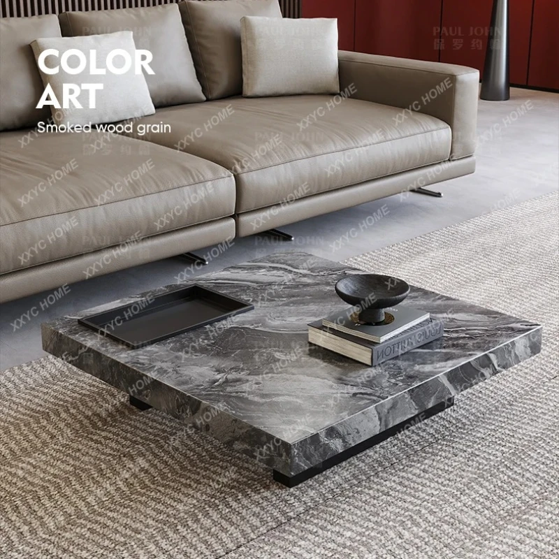 X-S Natural Marble Square Coffee Table Flat Layer Living Room Home Tea Table HG
