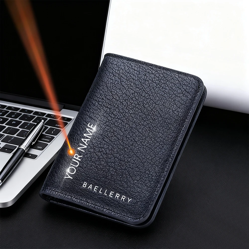 

Новые мини-короткие мужские кошельки с гравировкой имени, держатель для карт, высококачественный мужской кошелек, зажимы для карт, простой дизайн для мужчин