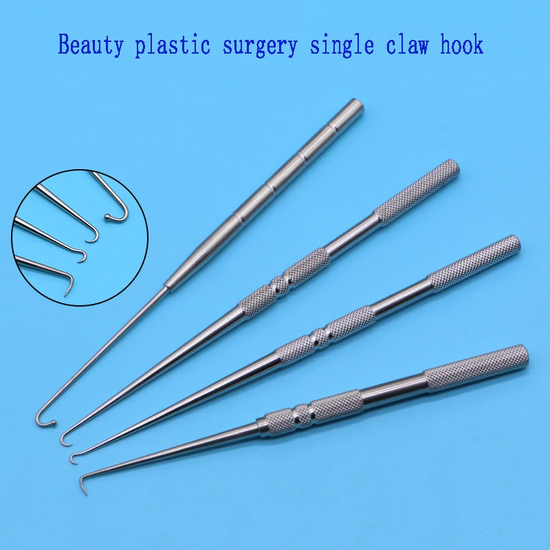 Single claw hook, gold handle, ball head hook, nasal surgical instrument, right angle sharp head, blunt head, skin hook