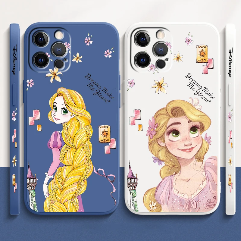 Princess Tangled Rapunzel Liquid Left Rope For Apple iPhone 15 14 13 12 11 XS XR X 8 7 SE Pro Max Plus Mini Funda Phone Case