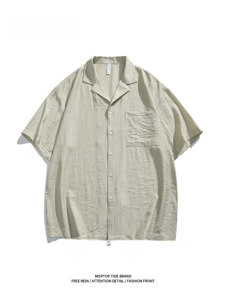 

MMOPTOP Men's Short Sleeve Shirt Summer Casual Collar Loose Fit Breathable Fashionable Regular Length Polyester Nylon Blend