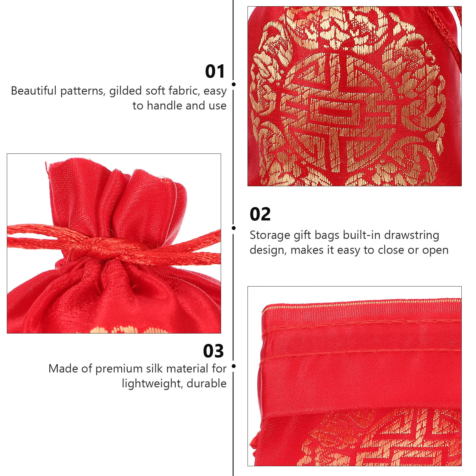 

20Pcs Elegant Gift Packing Bags with Drawstring for Candies Small Gifts Jewelry Pouches Spring Festival Wrapping Bags