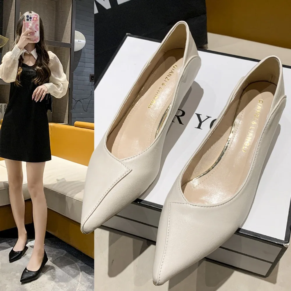 New Black High Heels 3cm Soft Leather Comfort Office Work Shoes Female Long Standing Not Tired Feet Interview Small Heel Shoes