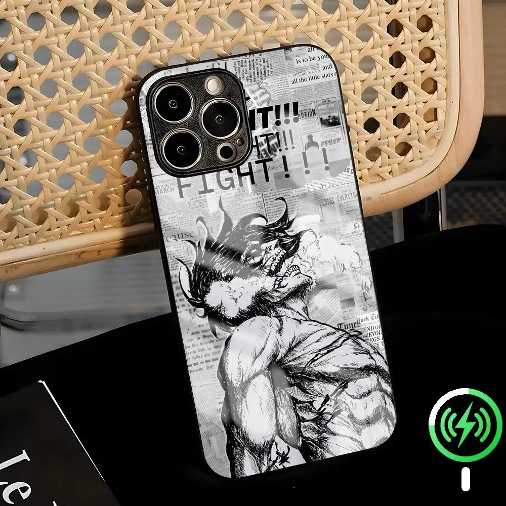 Funda Magnética de Cristal para iPhone 17 Air, 16, 15, 14, 13, 12, 11 Plus, Mini, Pro Max con Diseño de Anime Ataque a los Titanes
