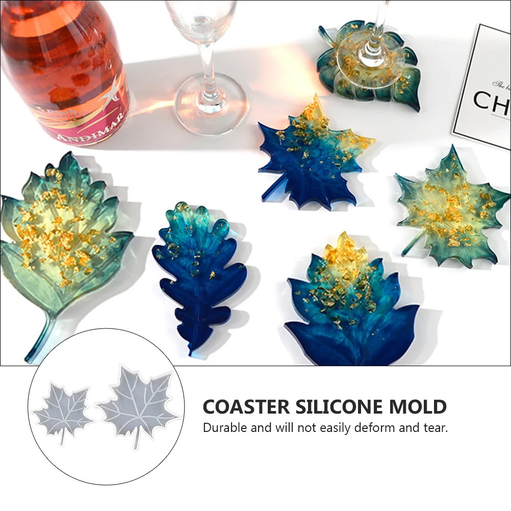 

2 Pcs Leaf Shaped Coaster Mold Silicone DIY Crafts Decorations Jewelry Accessories Parts Christmas