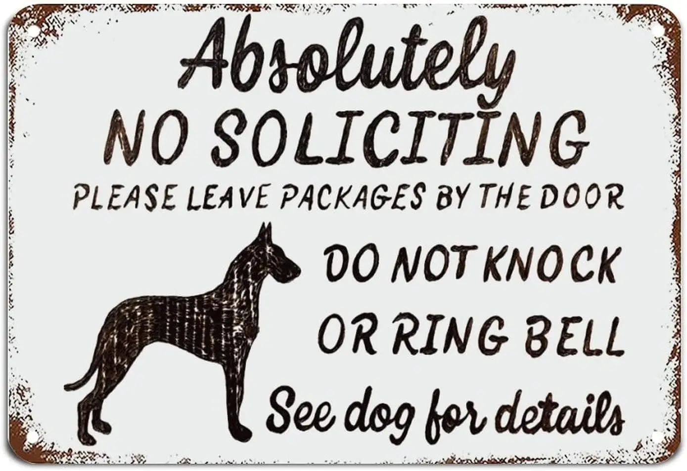 Great Dane Gifts No Soliciting Yard Sign Outdoor Signs with Funny Quotes Metal Tin Sign Motivational Wall Decorations for Living