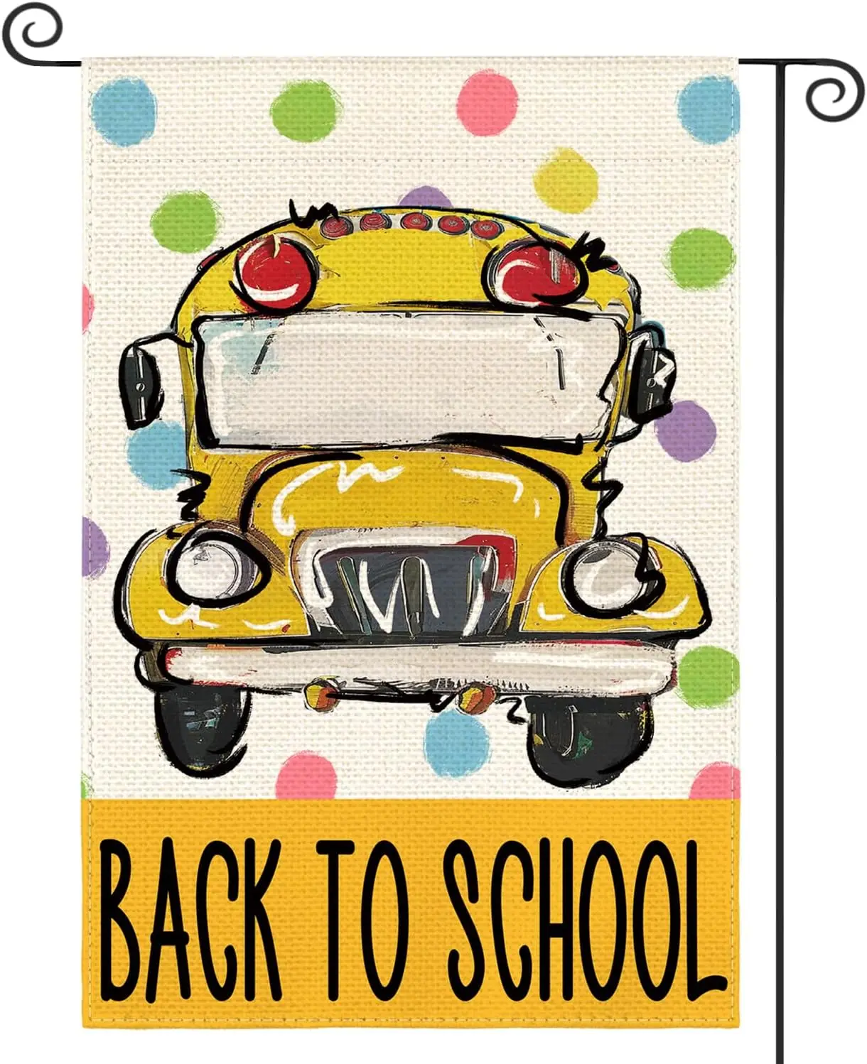 AVOIN colorlife Welcome Back to School Garden Flag 12x18 Inch Double Sided, Polka Dots First Day of School Yard Outdoor Deco UUN