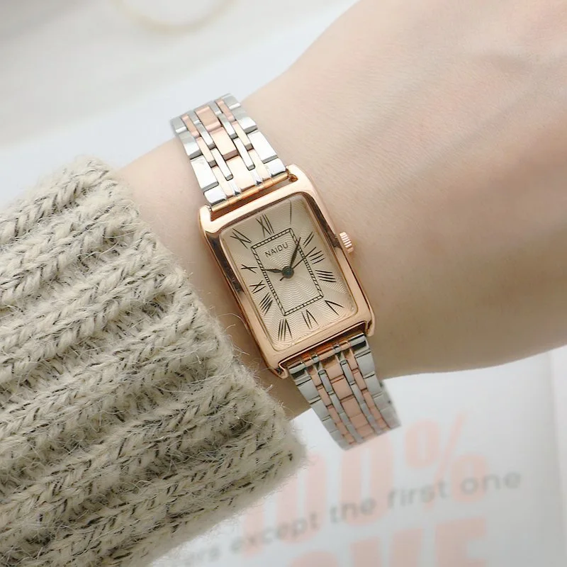 Fashion Rectangle Girls Quartz Watch Roman Numeral Scale Stainless Steel Belt Women Wristwatch Female Clock 2024 Relogio Mujer