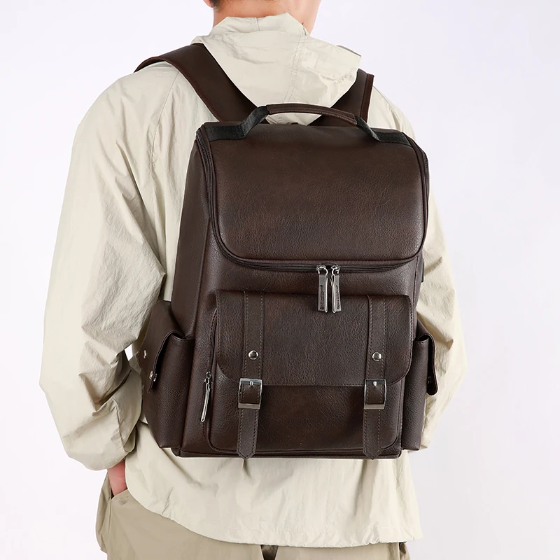 

Leather Bapa Men's Casual Commuter Cuter Bag Trendy Briti Sle Student Bookbag Dual oulder Strap Street Cool Sle