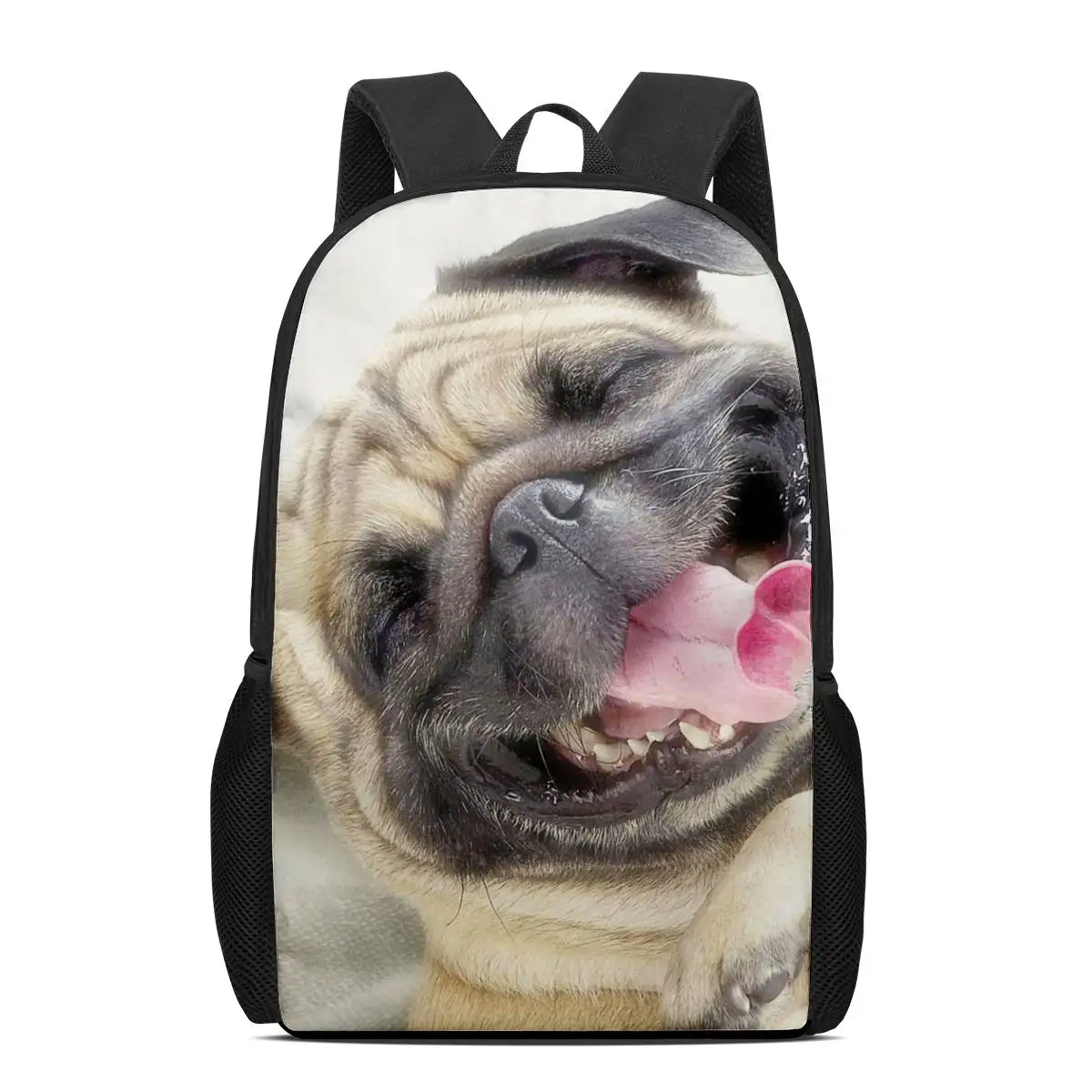 16” School Backpack Fashion Pug Dog 3D Print School Bags for Teen Girls Boys Back Pack Kids Backpack Schoolbag Student Book Bags