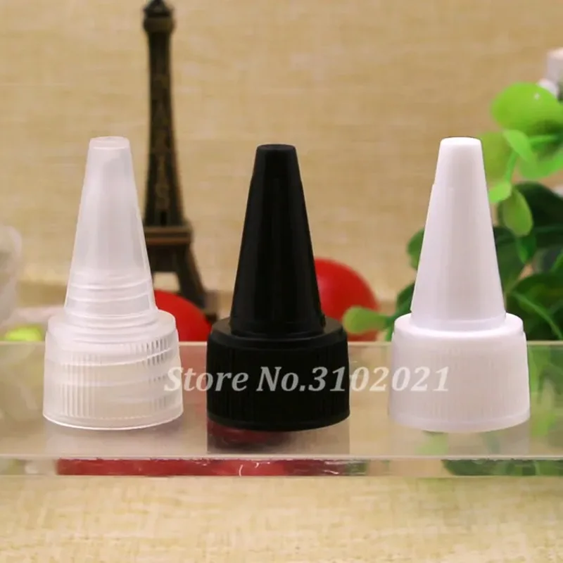 18/20/24R Clear/Wit/Zwart Pp Sharp Tepel Cap Schroef Deksel Diy Cosmetische Vloeistof sub-Pakket Fles Container 50/100/200Pcs