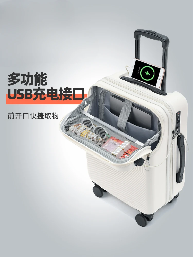 Expandable suitcase for women, small 20 inch ultra lightweight trolley, travel board case for male students