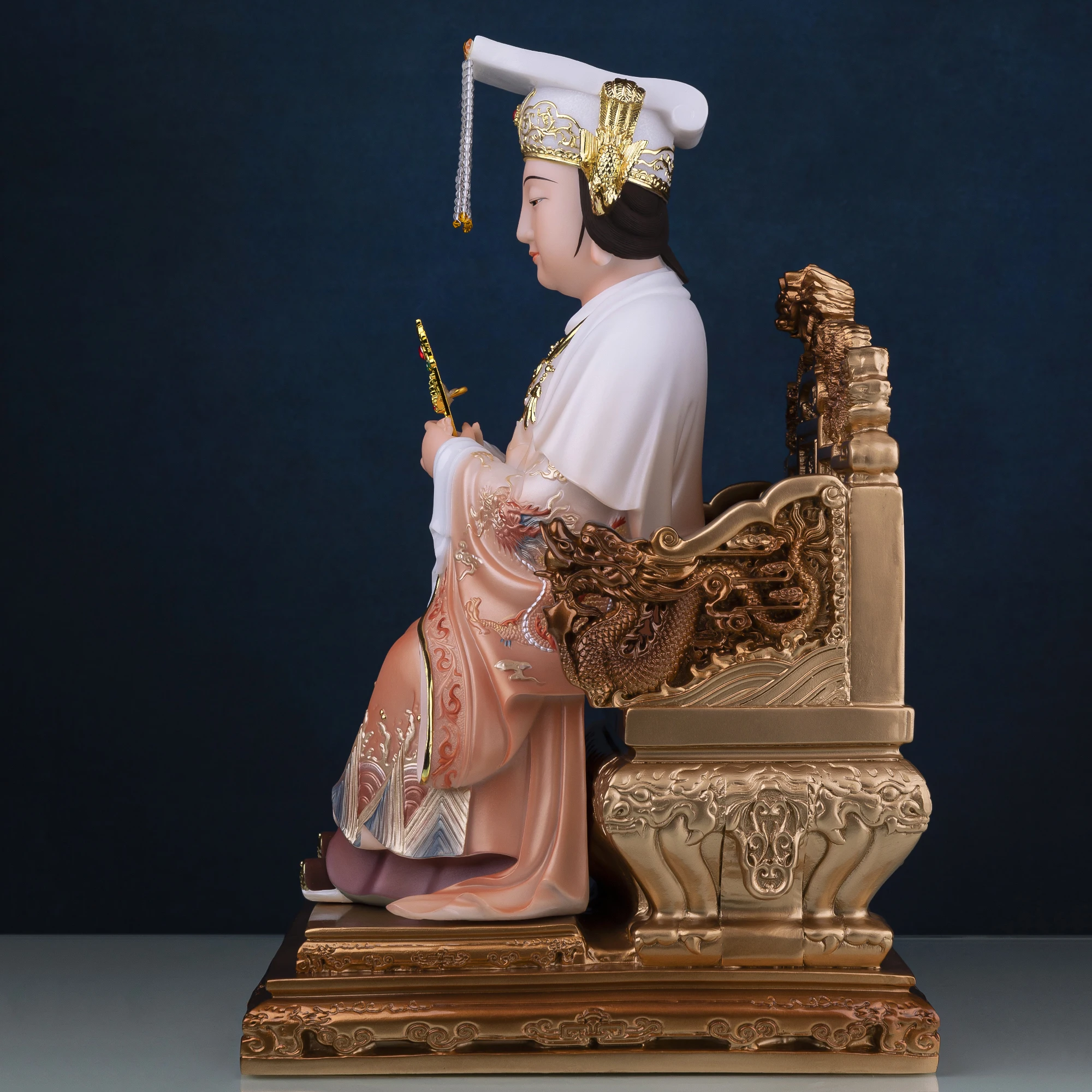 Southeast Asia Buddhism HOME temple High grade jade Goddess MAZU GUAN YI Patron saint Buddha statue bless safety health luck