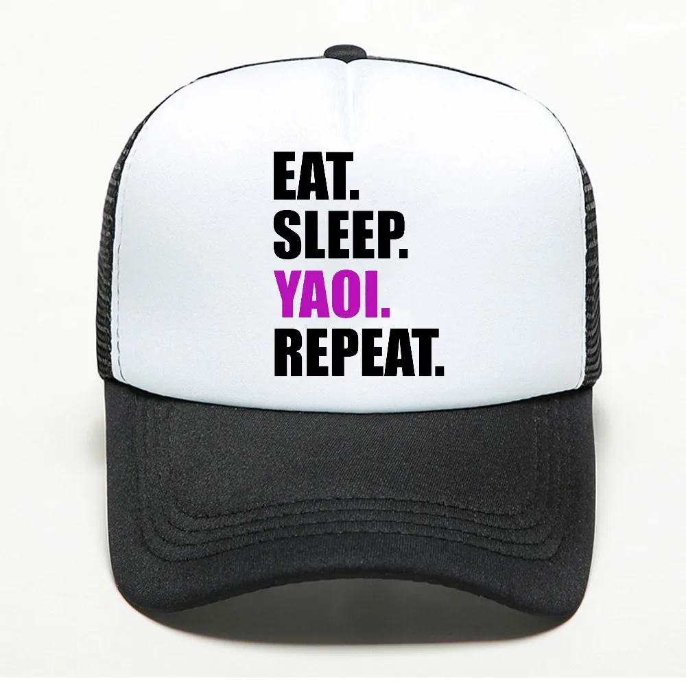 Eat Sleep Yaoi Repeat net baseball cap Manga Women's Breathable Casual hat summer outdoor casual adjustable mesh trucker hats