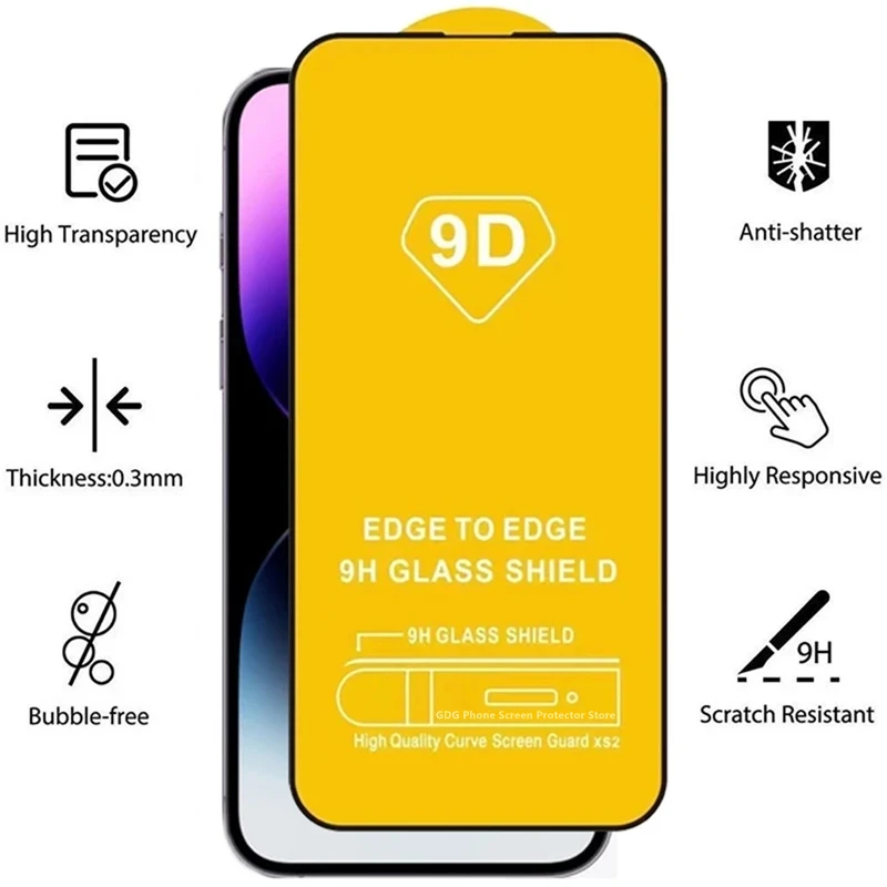 9D Tempered Glass for iPhone 14 15 Pro Max 12 Mini 14Plus Screen Protector for iPhone 13 PRO XS MAX Camera Lens Protective Glass