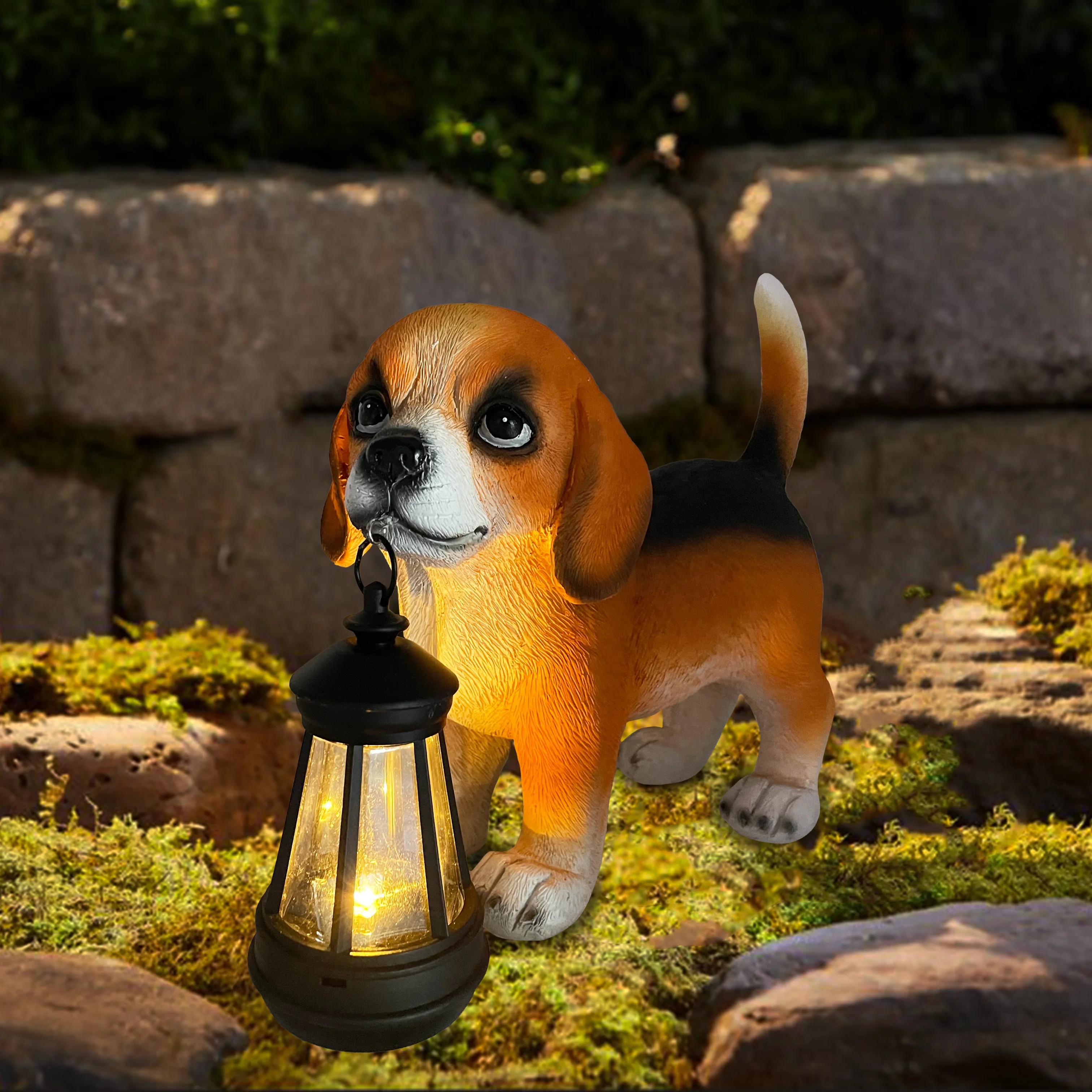 Adorable Dog Garden Statues with Solar Lantern, Dog Gifts for Dog Lovers, Mom Gifts, Housewarming Gifts