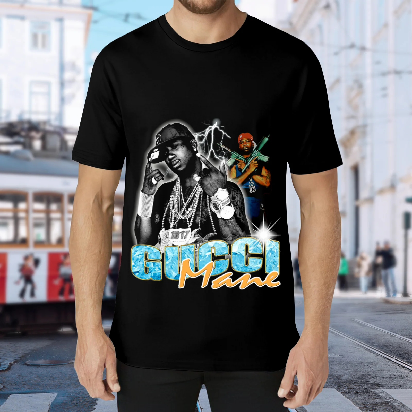 Gucci Mane J. Cole Houston Graphic T-Shirt Unisex Vintage Bootleg Hip Hop Streetwear Oversized Cotton Short Sleeve Tee