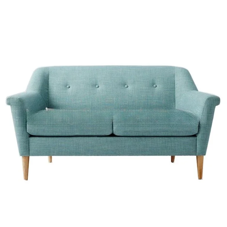 Nordic style fabric buckle soft bag double sofa, simple and modern living room three-person leisure sofa