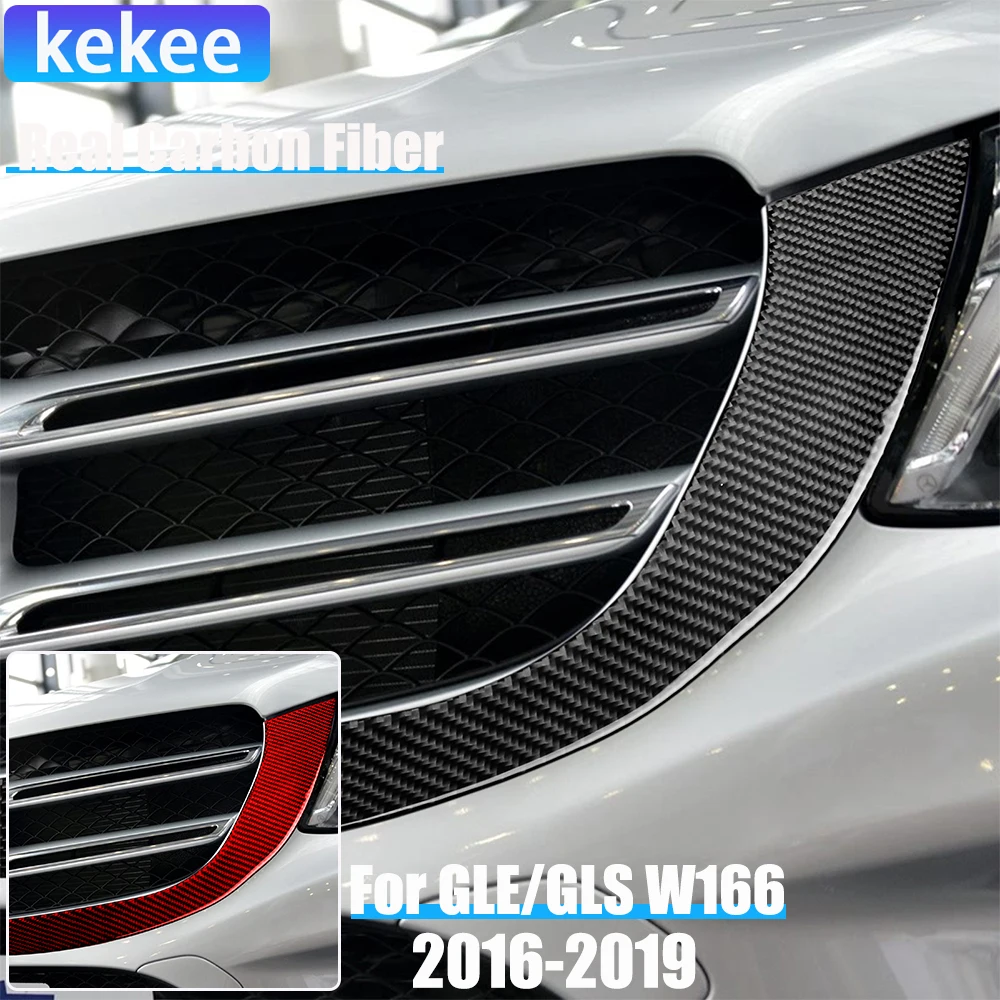 

Автомобильные аксессуары из настоящего углеродного волокна, накладка на переднюю решетку, мягкая наклейка для Mercedes-Benz W166 GLE/GLS 2016 2017 2018 2019