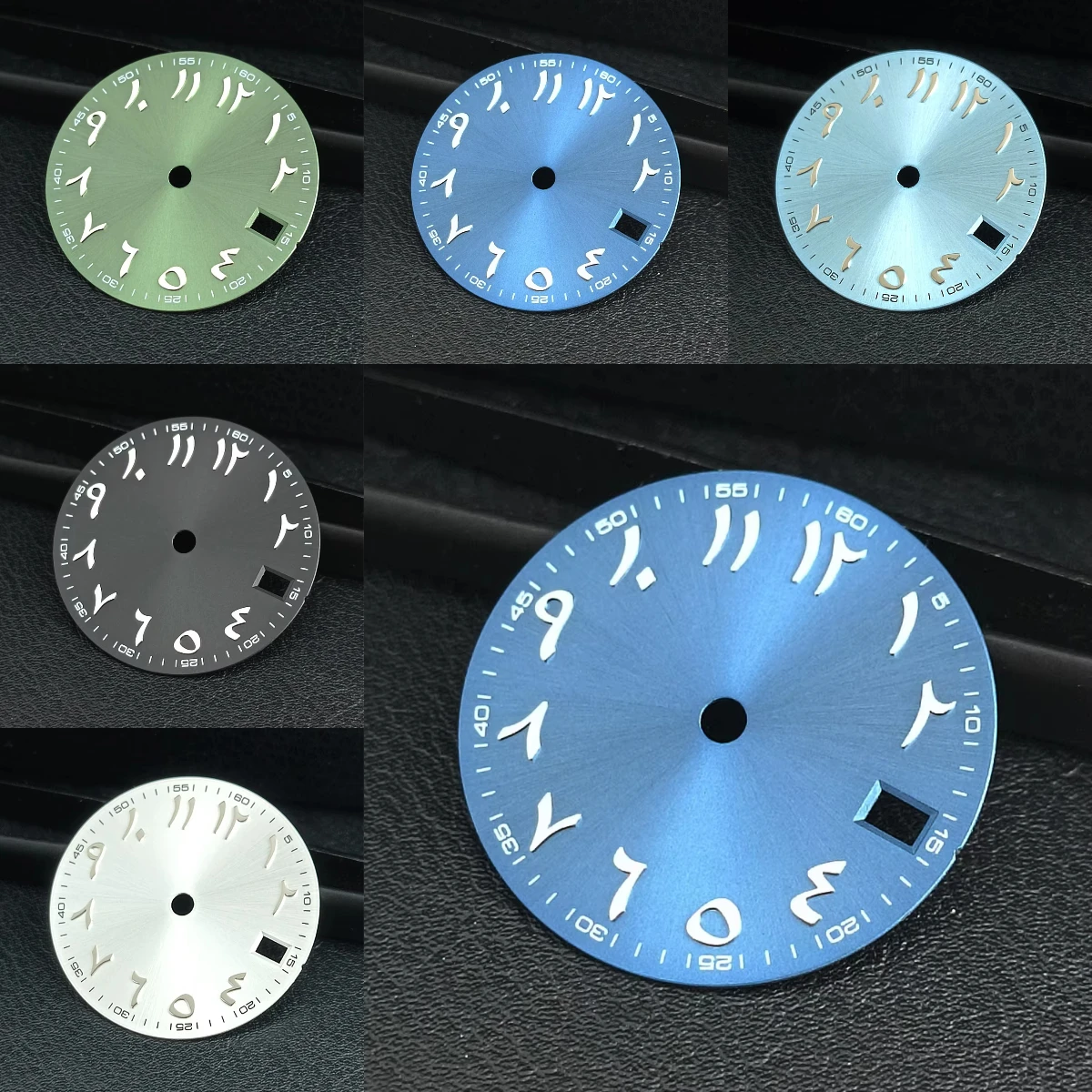 NH35 28.5mm Watch Dial Sun Patterned Arabic Alphabet with Date Replace Men‘s  Watch Accessories Fits NH35/NH36 Movement
