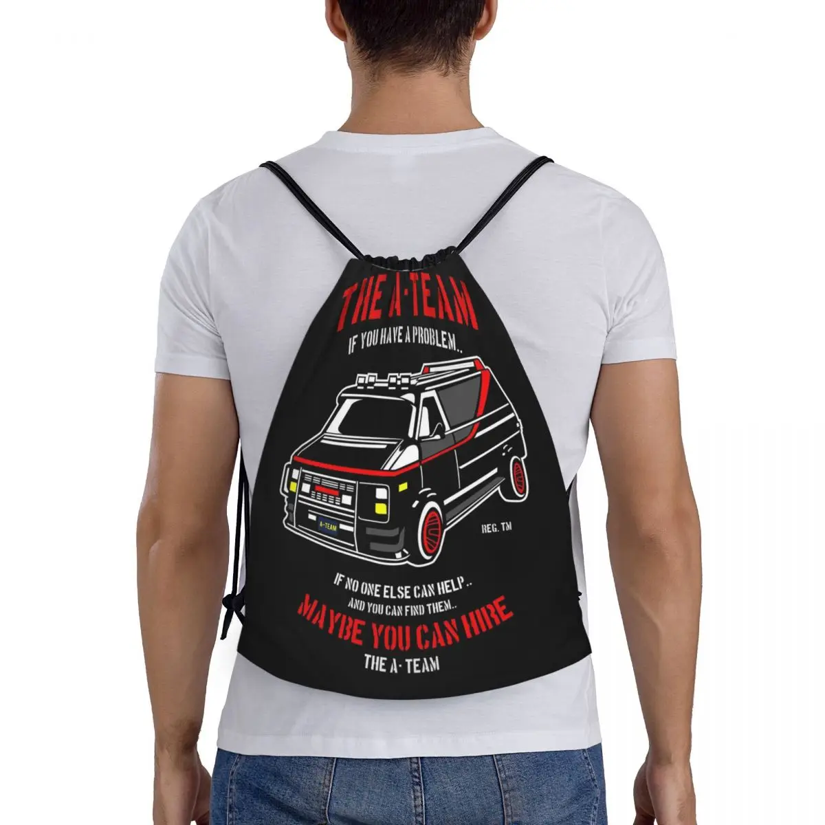 

The A Team Backpacks Casual Drawstring Bags Sports Bag Book Bags for Man Woman Students