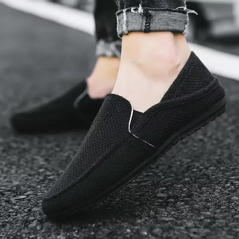 Summer Breathable Linen Shoes New Men's Spring Casual Flat Shoes Male Soft Bottom Sweat-absorbing Leisure Shoes Loafers Slippers
